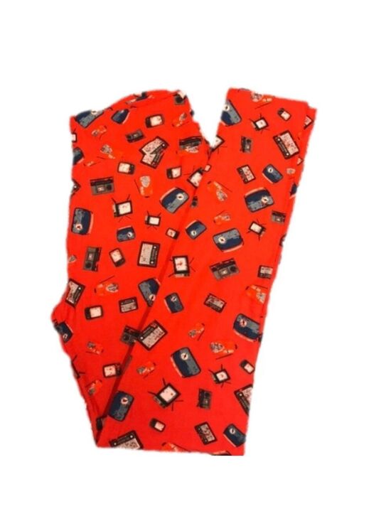 LuLaRoe Pants - LuLaroe Red Leggings With Radios and Boomboxes NEW